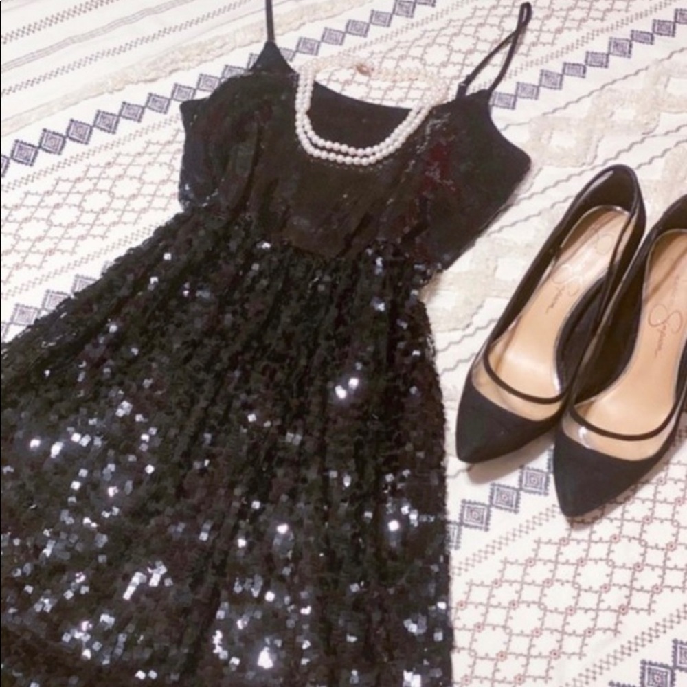 Express Black Sequin Dress